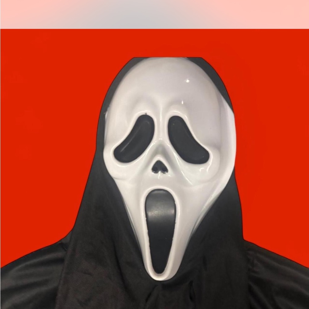 Adult Ghost Face Costume with Black Hood
